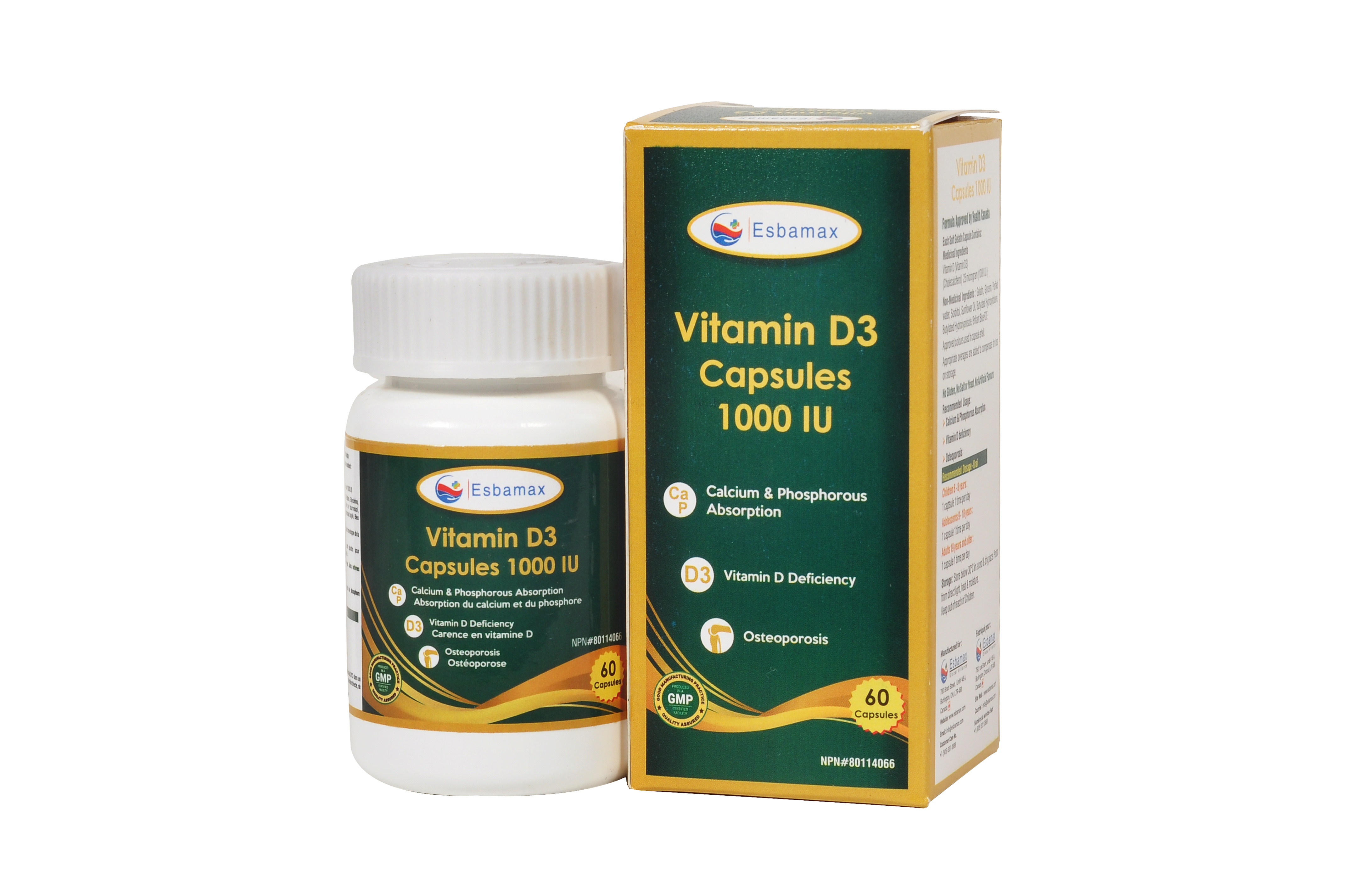 Esbamax Calcium 500 mg & Vitamin D3 800 IU.............."FOR PRIVATE LABEL ONLY"
